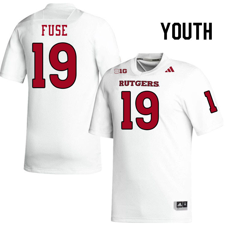 Youth #19 Davoun Fuse Rutgers Scarlet Knights 2024 College Football Jerseys Stitched-White